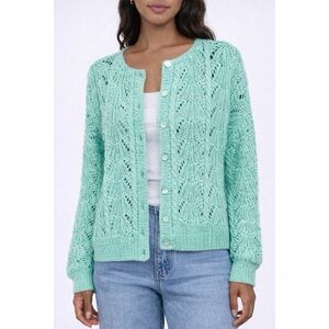 (VTG) Mint Handmade Open Knit Long Sleeve Cardigan, M/L